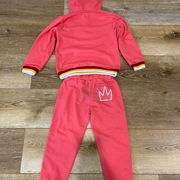 Coral pink kids tracksuit for 5 years old with dirty parts - Picture 4 of 4